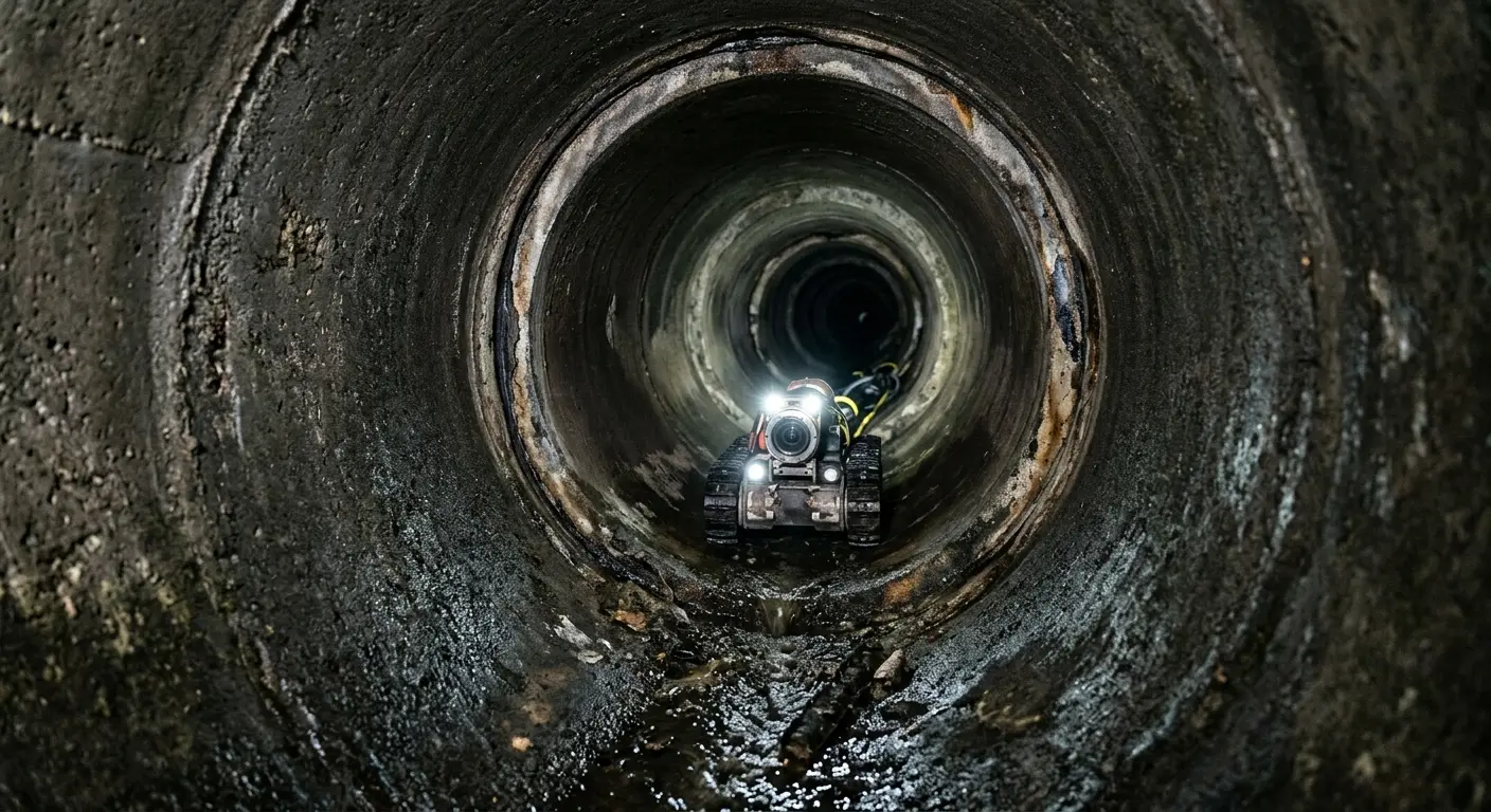 Robotic sewer camera inspecting pipe interior for Sewer Line Repair in McCandless